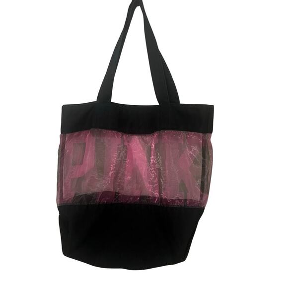 Victorias Secret PINK Large Canvas and Mesh Tote Bag - Picture 1 of 2